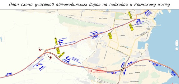 схема движения легковых автомобилей и автобусов на подъезде к Крыму